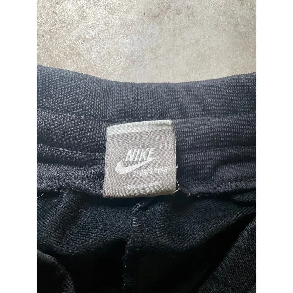2000s Nike Gray Tag Kids Girls Sz L Wide Leg Track Sweat Pants Black Pink Stripe